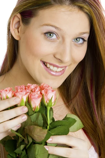 Kobieta z różami — Zdjęcie stockowe
