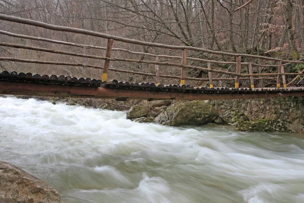 Pequeño puente sobre el arroyo de montaña —  Fotos de Stock