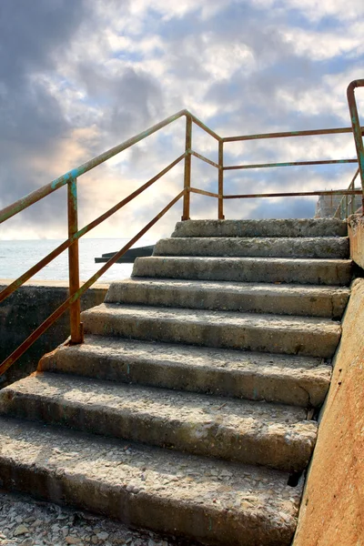 stock image Footsteps on neglected seafront