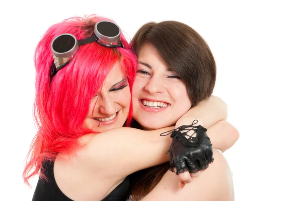 Due ragazze che abbracciano e ridono . — Foto Stock
