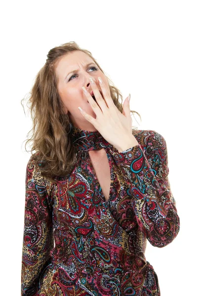 Portrait of a girl yawning — Stock Photo, Image