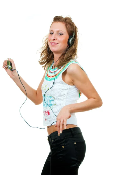 Lány élvezi a zenét hallgatni — Stock Fotó