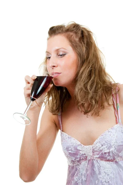 Bir bardak şarabı olan kadın. — Stok fotoğraf