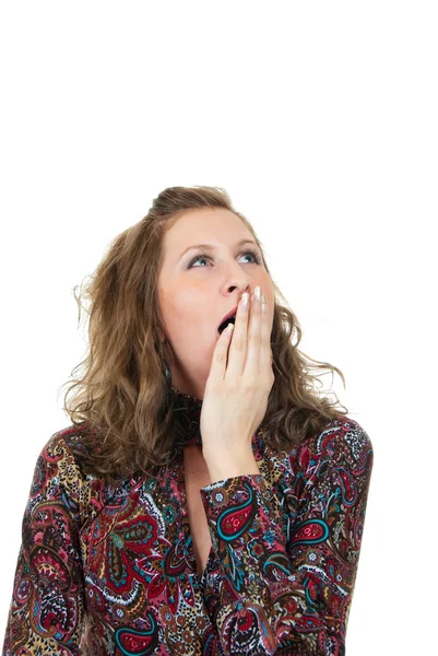 Portrait of a girl yawning — Stock Photo, Image