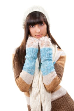 Winter portrait of young beautifyl woman clipart