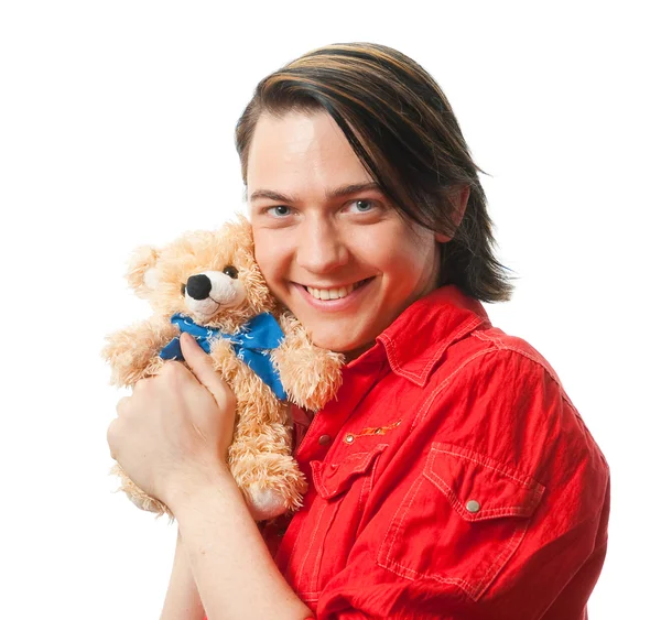 Young guy with his loved toy — Stock Photo, Image