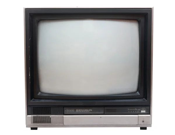 TV molto vecchio isolato su bianco — Foto Stock