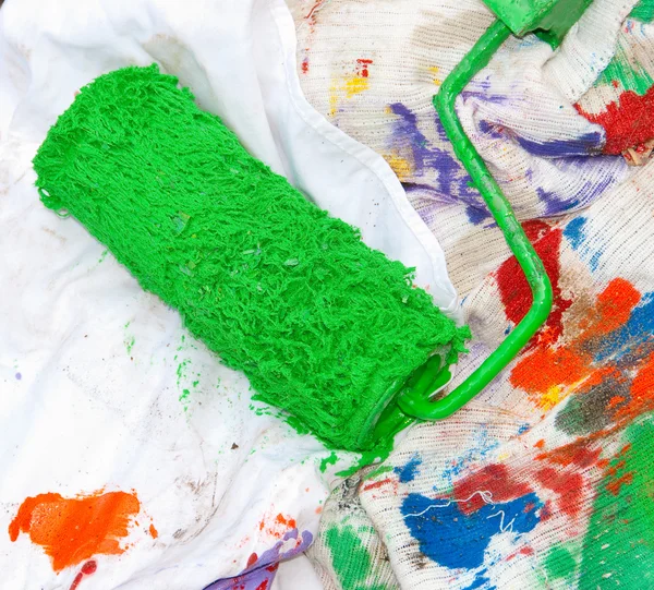 Rodillo de pintura verde — Foto de Stock