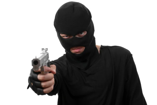 Criminal in zwart masker — Stockfoto