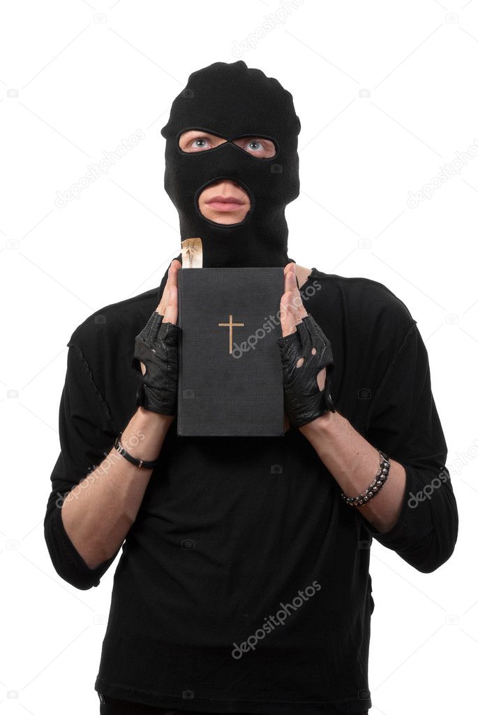 Repentant robber with the Bible