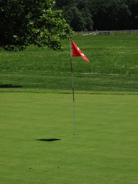 Golfe verde e bandeira — Fotografia de Stock
