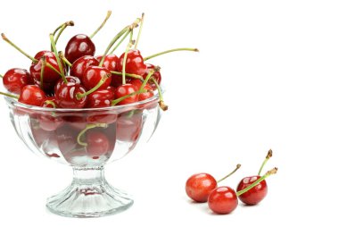 Kırmızı Kiraz saplarını cam ile.