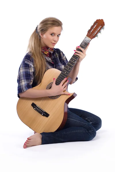 Kız gitar ile — Stok fotoğraf