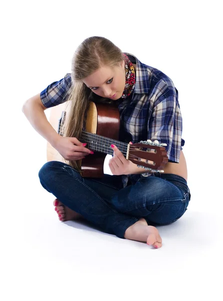 Kız gitar ile — Stok fotoğraf