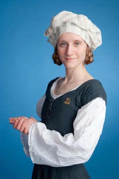 Portret van jonge vrouwen in middeleeuwse kostuum Stockfoto