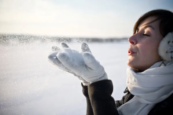 Girl in winter scene Stockfoto