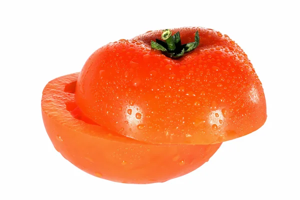 Tomate rojo en gotas —  Fotos de Stock