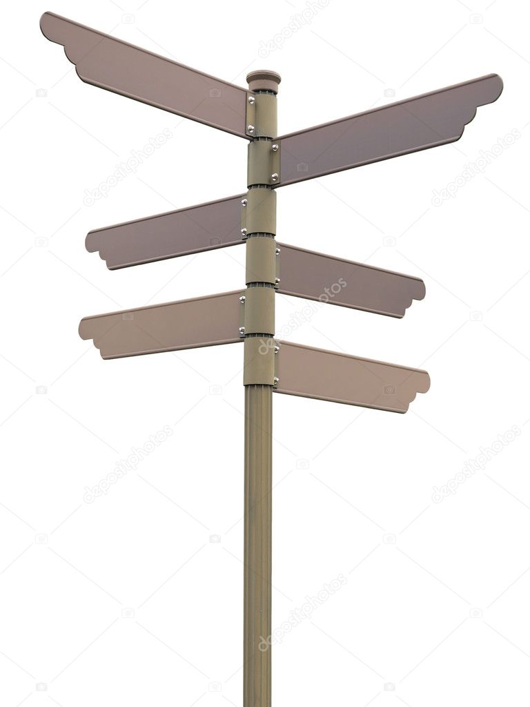 Isolated blank direction signpost