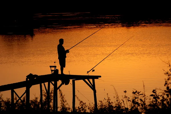 Gün batımı balıkçılık — Stok fotoğraf