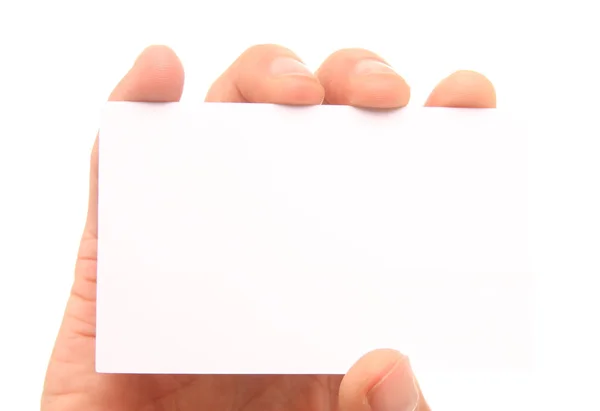Χέρι εκμετάλλευση κενό όνομα κάρτα — Φωτογραφία Αρχείου