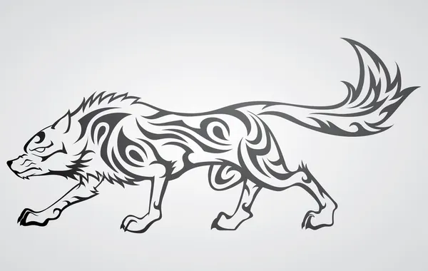 Tribal Wolf Tattoo — Stock Vector