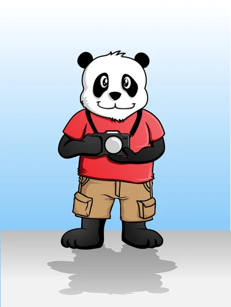 Fotógrafo de dibujos animados Panda — Vector de stock