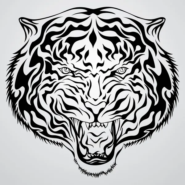 Tatuagem da cabeça de tigre — Vetor de Stock