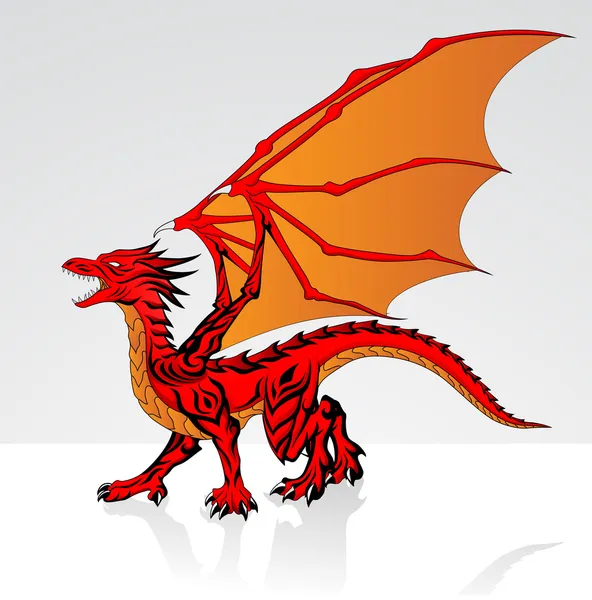 काल्पनिक लाल ड्रैगन — स्टॉक वेक्टर