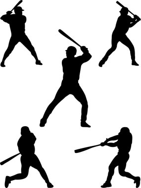 Baseball players collection 4 vector clipart