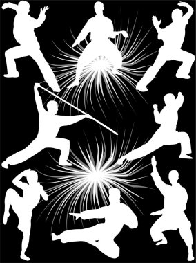 Karate fighters collection vector clipart