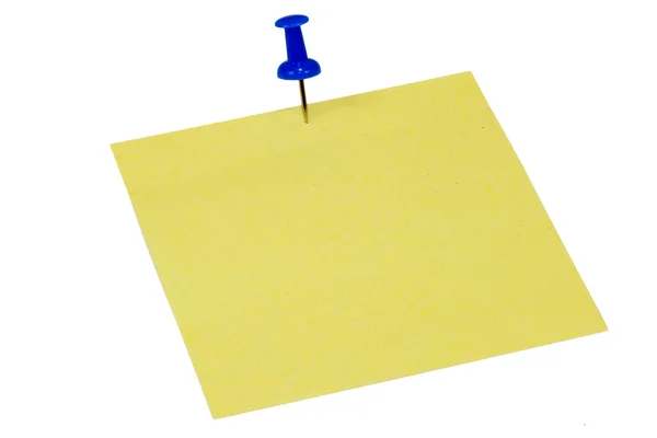 Promemoria giallo con perno blu — Foto Stock
