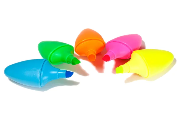 Farklı renkli fosforlu kalem s — Stok fotoğraf