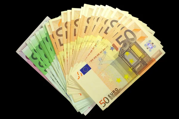 Nära titta på gäng euro anteckningar — Stockfoto