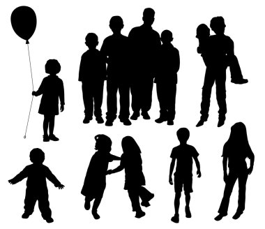 Children silhouettes clipart