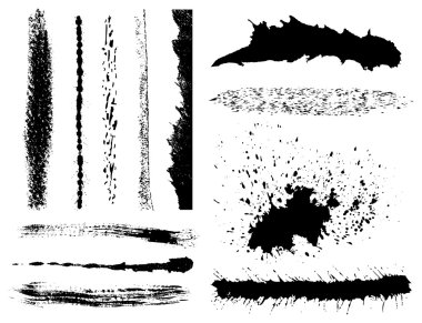 Set of grunge ink brush strokes clipart
