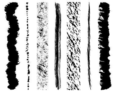 Set of grunge ink brush strokes clipart
