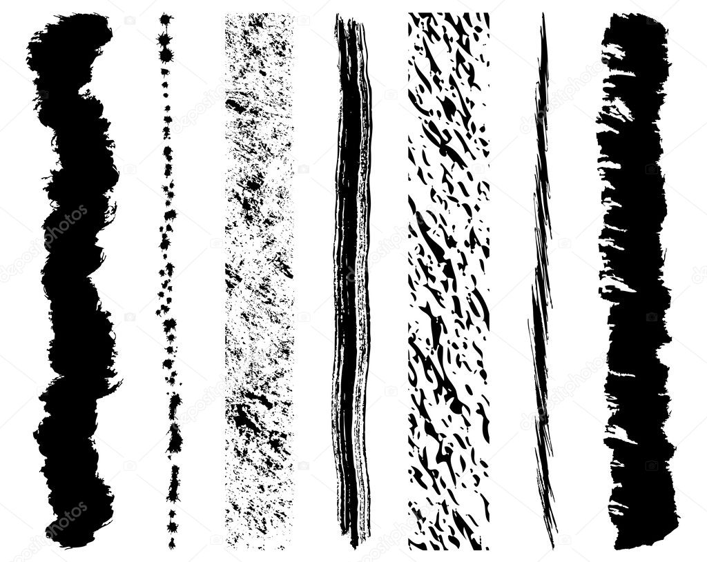 Set of grunge ink brush strokes