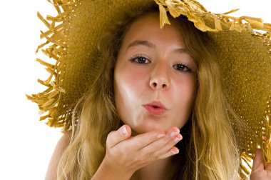 Teenager blowing a kiss clipart