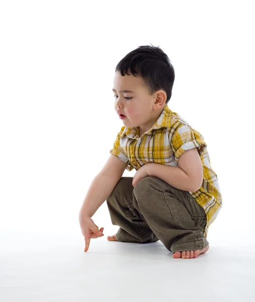Small boy pointing at something — Stock Photo, Image