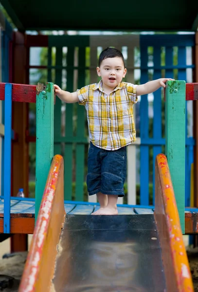 Boy ready to slide slide — Stock Photo, Image