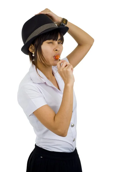 Student with lollipop — Stock Photo, Image