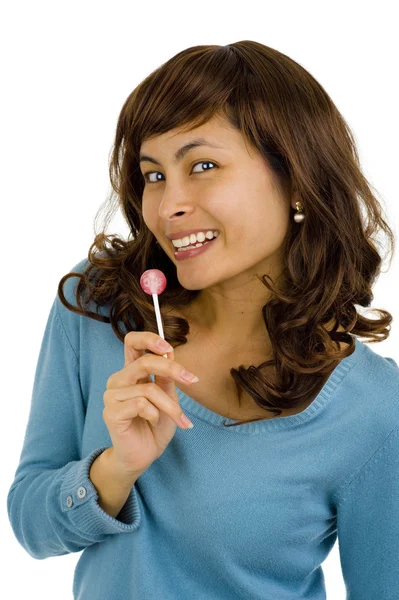 Asiatisk skönhet med lollipop — Stockfoto