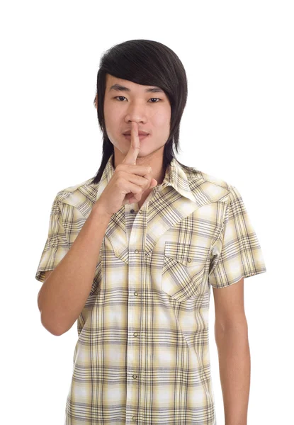 Gay with finger on lips — Stock Photo, Image