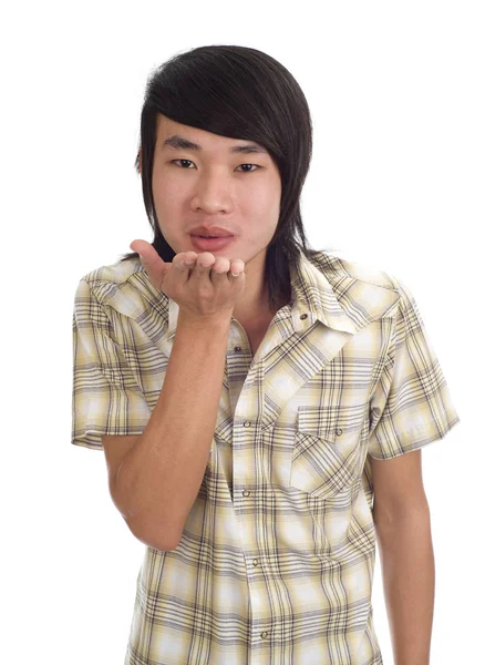 Asiatiska gay skickar en puss — Stockfoto