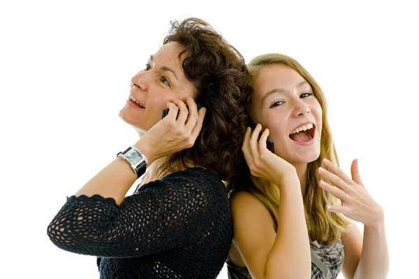 Madre e hija al teléfono —  Fotos de Stock