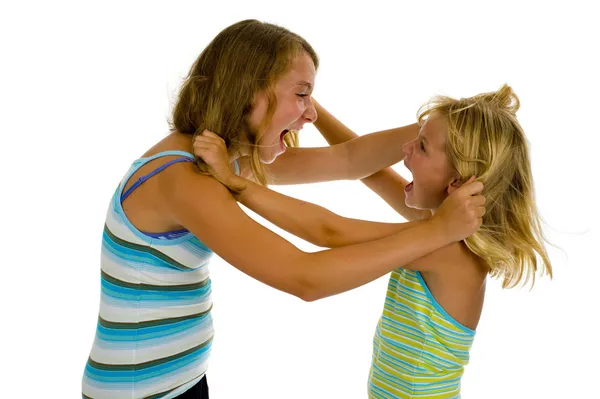 Two sisters fighting — Stock Photo, Image