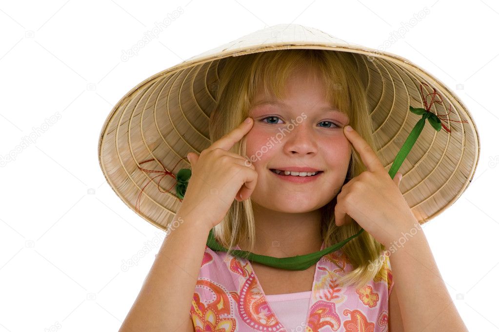 Cute girl with vietnam hat