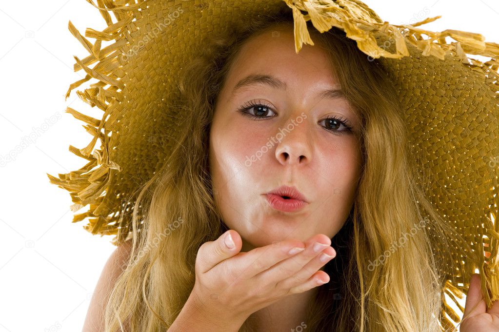 Teenager blowing a kiss