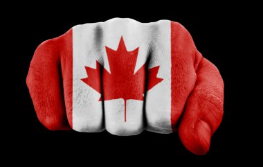 Fist with canadian flag clipart