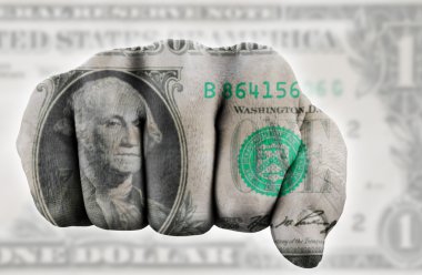 Fist with one us dollar clipart